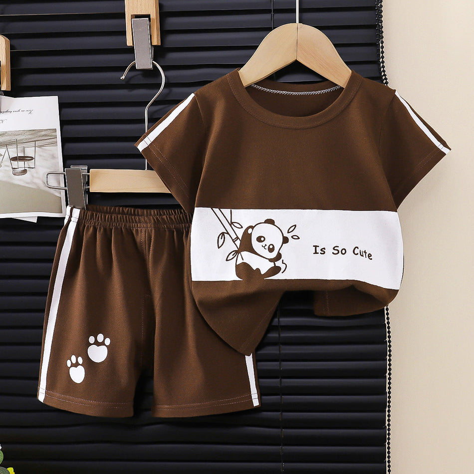 Kids Striped Short Sleeve Set Korean Style Summer T-Shirt Outfit