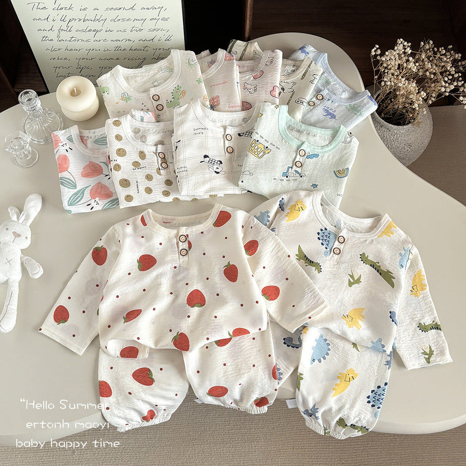 Kids Cloud Cotton Printed Pajama Set Spring Summer Homewear