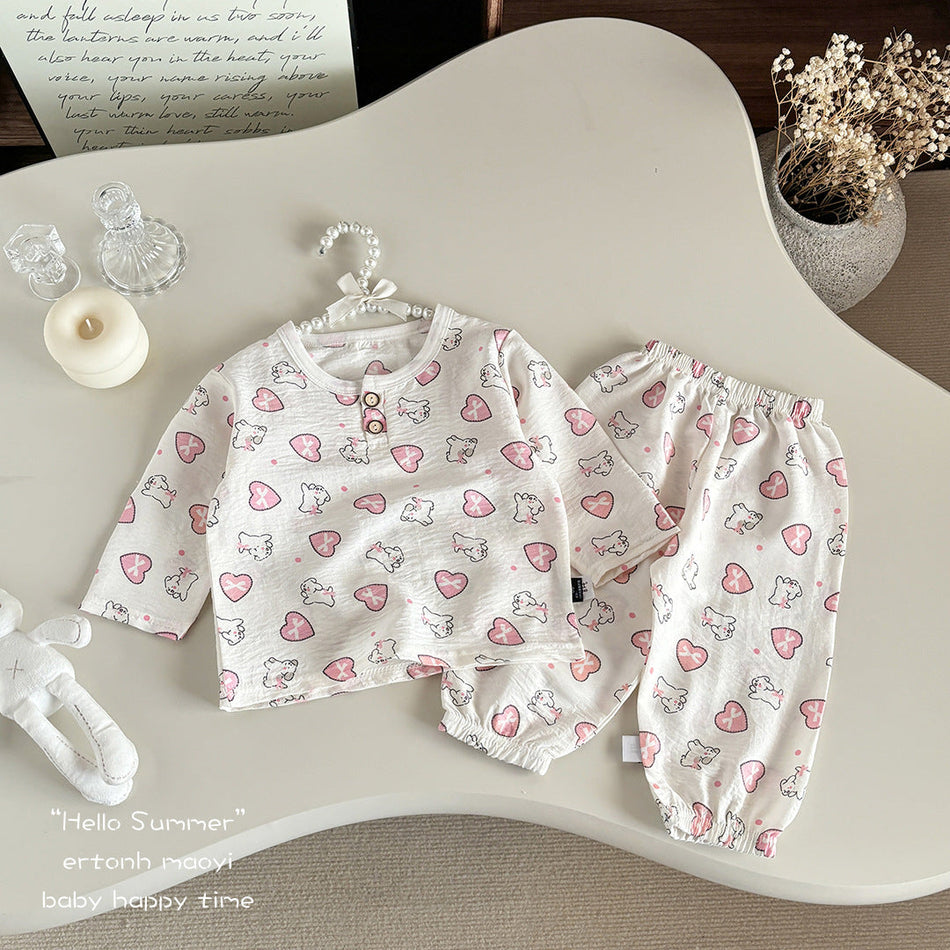 Kids Cloud Cotton Printed Pajama Set Spring Summer Homewear