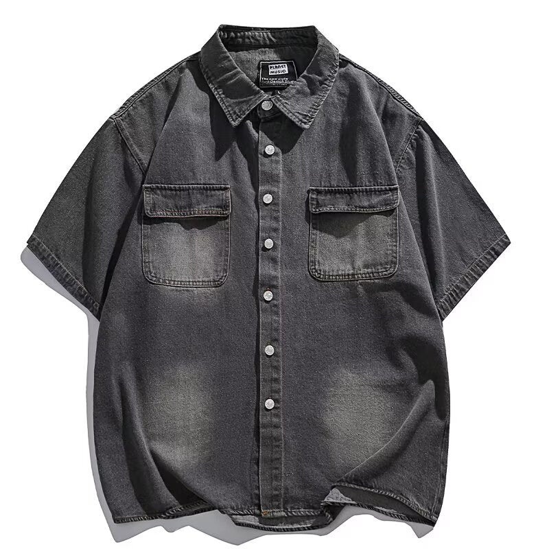 Men's Premium Summer Japanese Washed Retro Denim Short-Sleeved