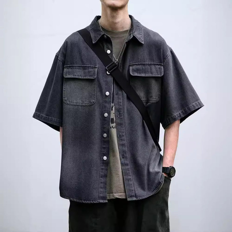 Men's Premium Summer Japanese Washed Retro Denim Short-Sleeved