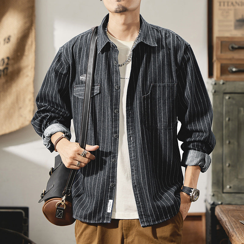 Men's Premium Spring & Autumn Japanese Retro Loose-Fit Striped
