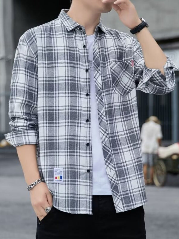 Men's Premium Spring & Autumn Loose-Fit Plaid Korean-Style