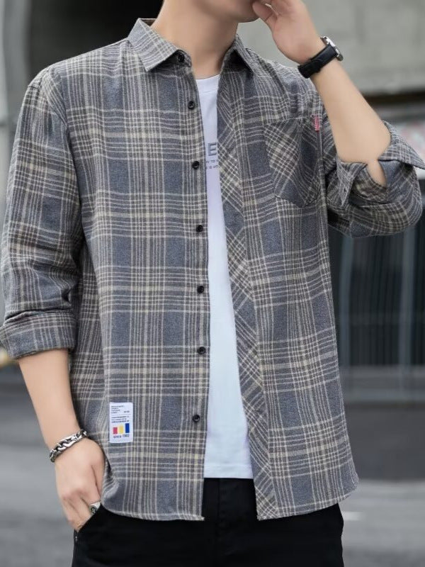 Men's Premium Spring & Autumn Loose-Fit Plaid Korean-Style