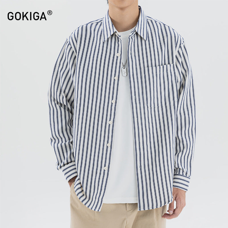 Men's Premium Japanese Retro Loose-Fit Vertical Pinstripe
