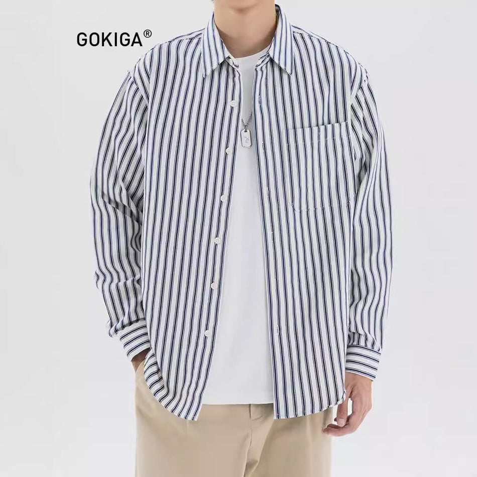Men's Premium Japanese Retro Loose-Fit Vertical Pinstripe