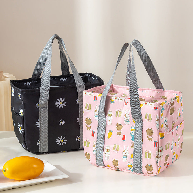 White Large Capacity Insulated Lunch Bag in Premium Oxford Cloth