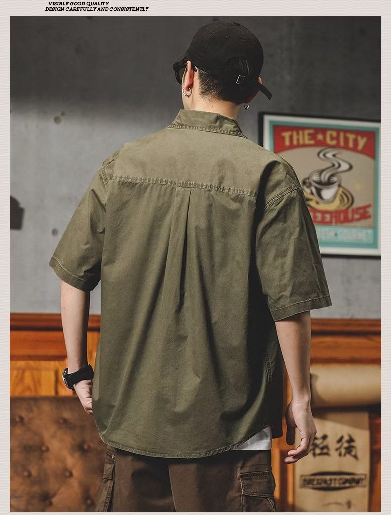 Men's Premium Summer American Retro Washed Short-Sleeved Workwear
