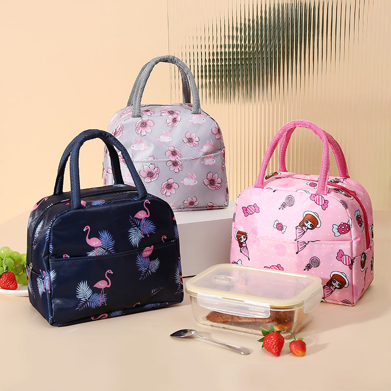 Large Capacity Printed Insulated Lunch Bag with Portable Design