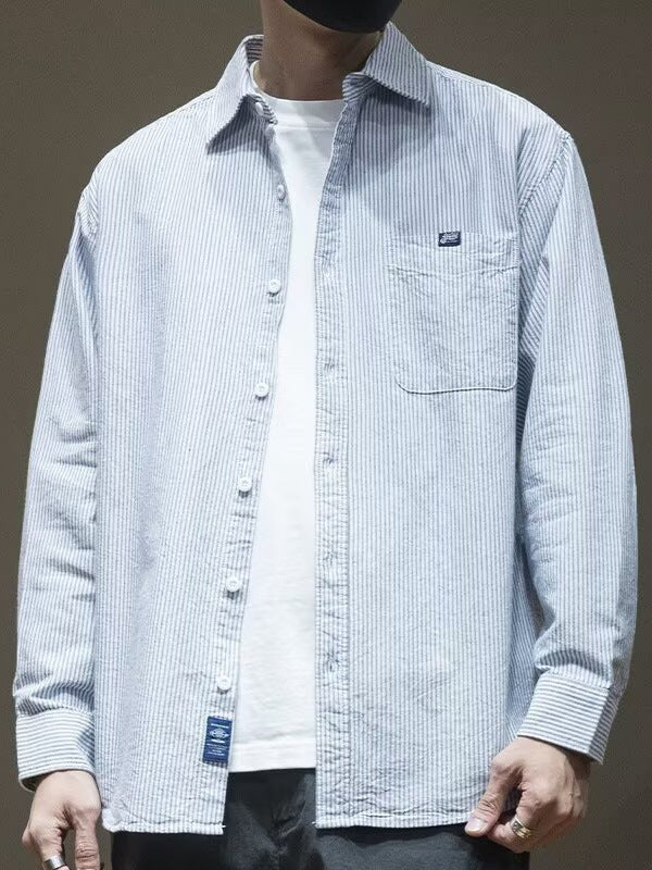 Men's Premium Spring High-End Retro Loose-Fit Striped Overshirt