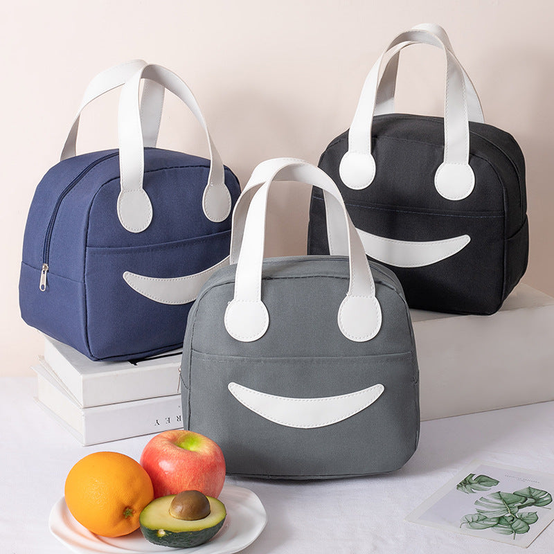 Smiley Face Insulated Lunch Bag with Portable Picnic Design