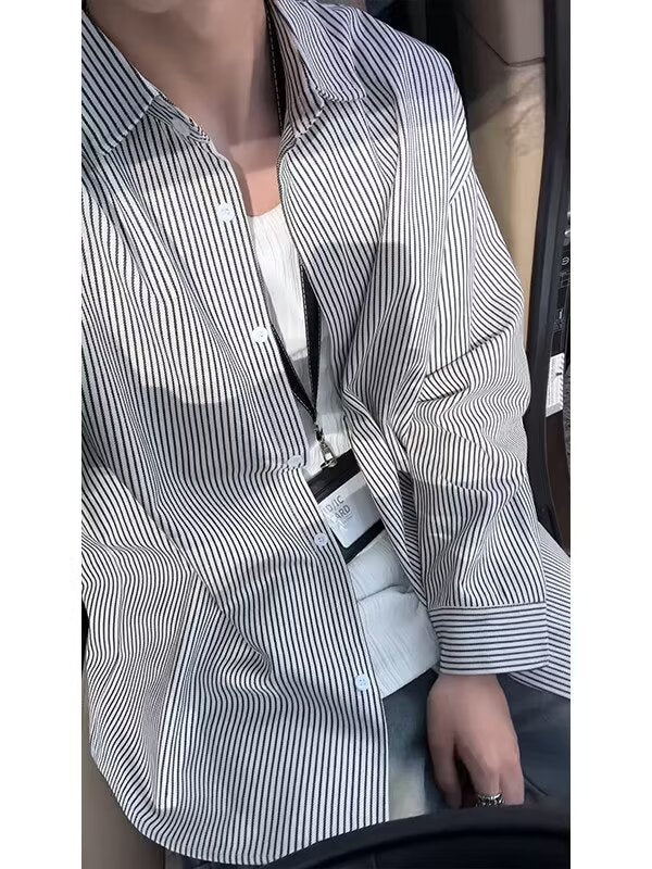 Men's Premium Spring & Autumn Blue and White Striped High-End
