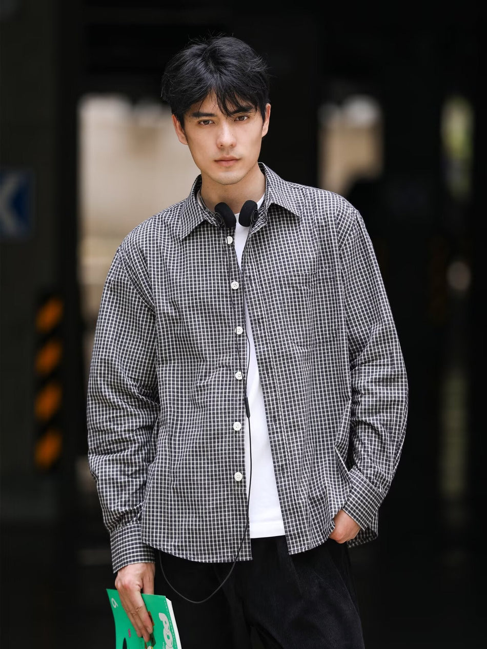 Men's Premium Spring & Autumn Japanese Retro Loose-Fit Fine Plaid