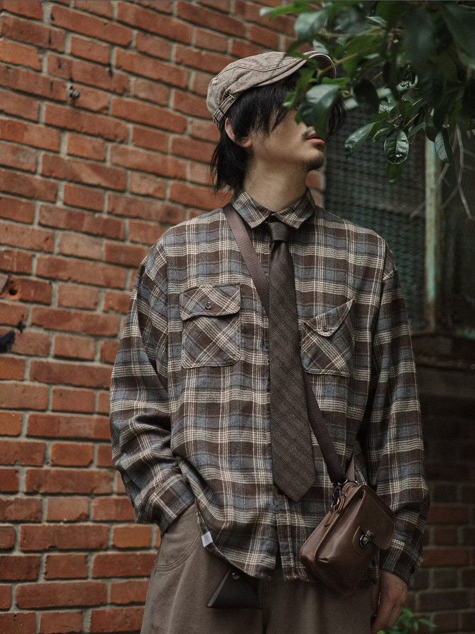 Men's Premium Spring & Autumn Japanese Retro Loose-Fit Plaid