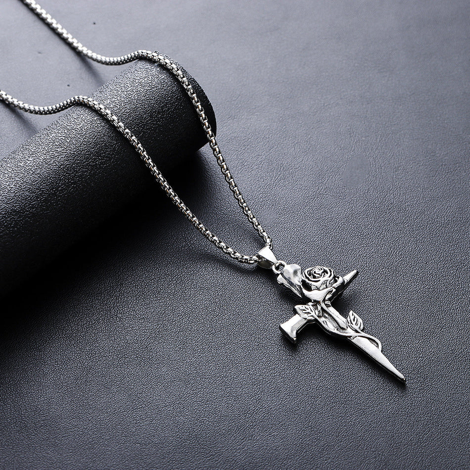 Titanium Steel Cross Pendant Necklace for Men and Women