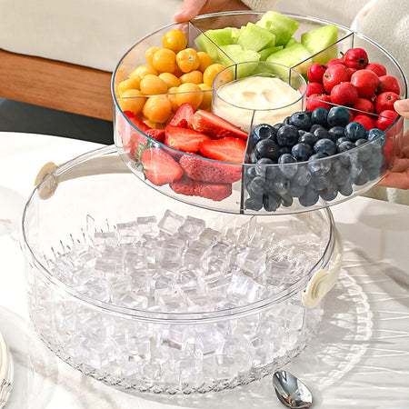 Portable Food-Grade Fruit Storage Tray with Lid and 5 Compartments