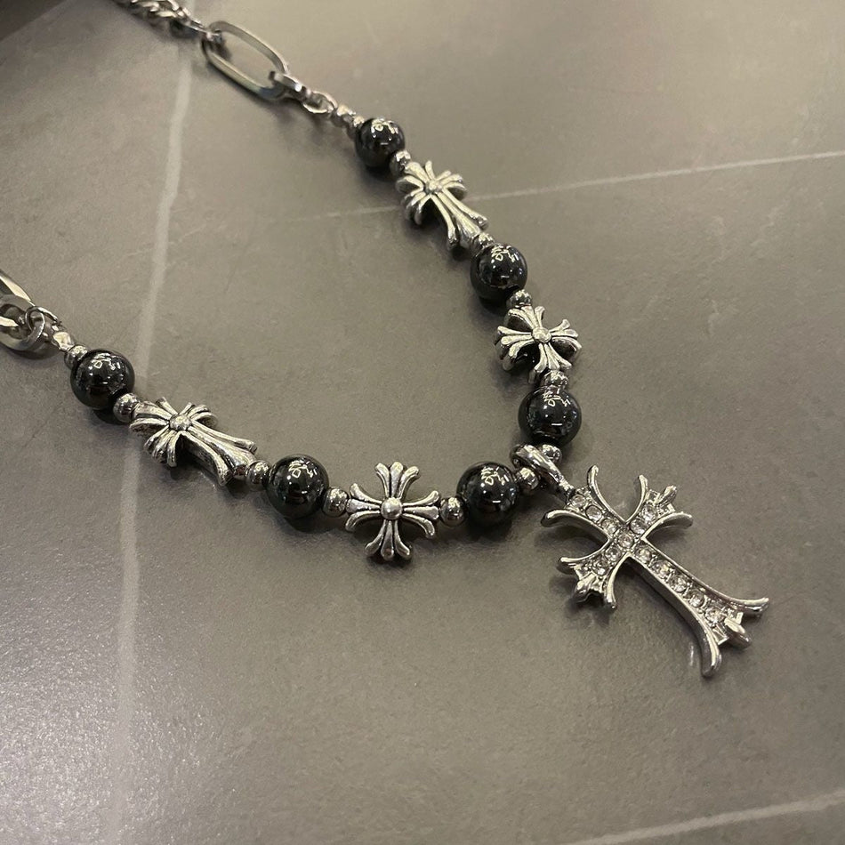Men's Titanium Cross Stitching Link Chain Necklace