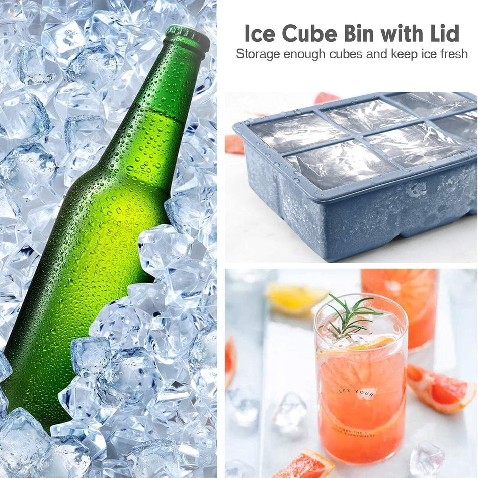 Silicone Ice Cube Tray with Lid Flexible Stackable Ice Mold