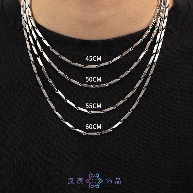 Titanium Steel Diamond Accent Necklace for Men and Women