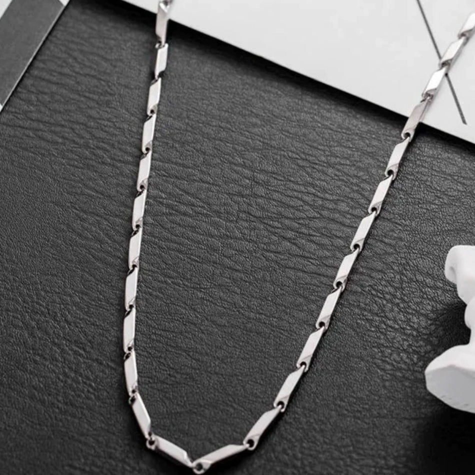 Titanium Steel Diamond Accent Necklace for Men and Women