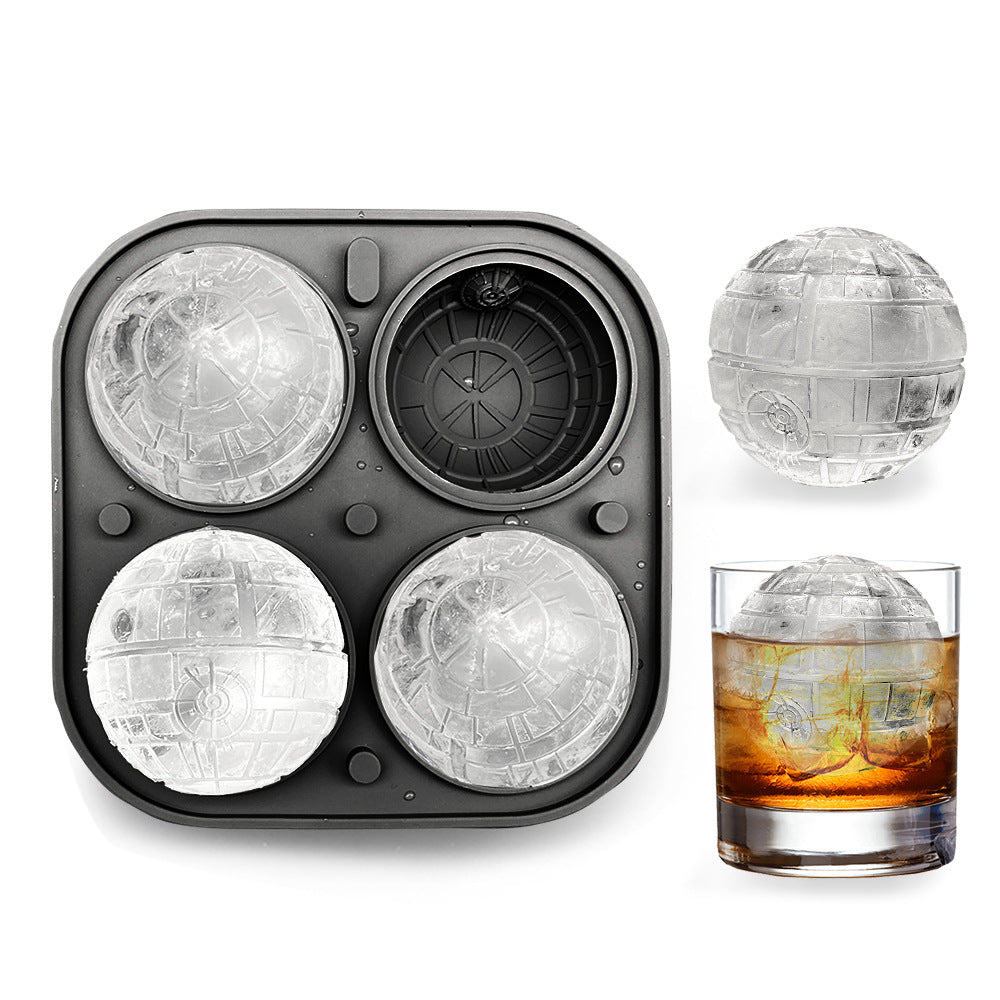 Black Silicone Ice Ball Mold 4-Link Whiskey Golf Style Ice Maker Tray