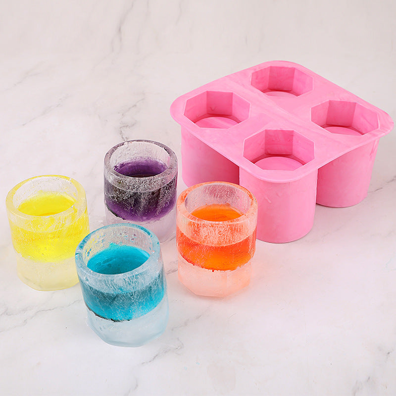 Grey Silicone Ice Mold Cup Style Shaker Bar Ice Tray for Drinks