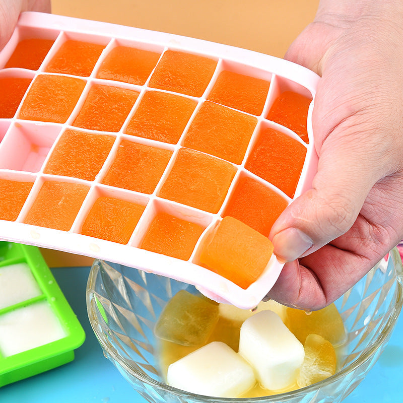Blue Silicone Ice Cube Tray with Lid 15 & 24 Grid Square Ice Mold