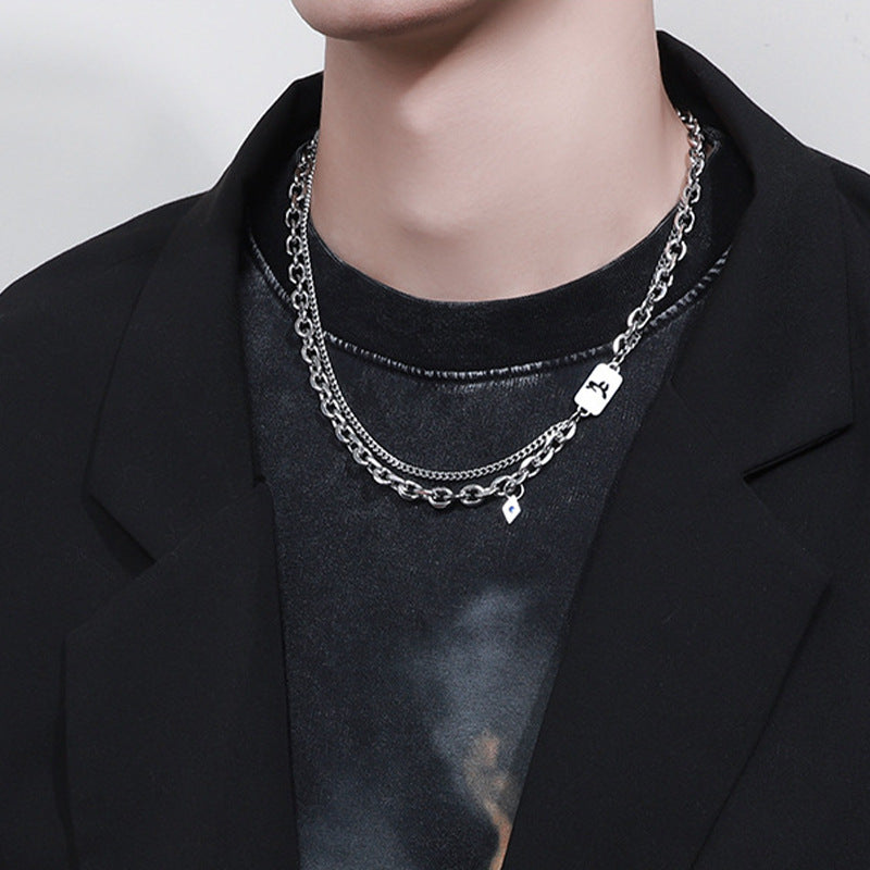 Men's Titanium Steel Twelve Constellations Cuban Chain Necklace