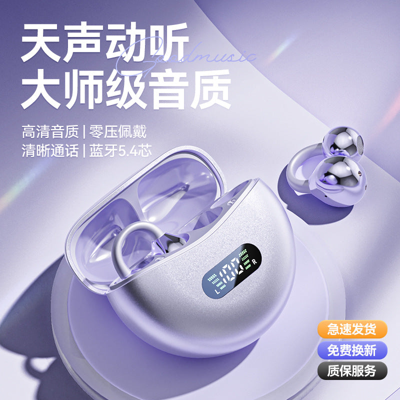 Open Ear Clip Bluetooth Bone Conduction Headphones with Noise