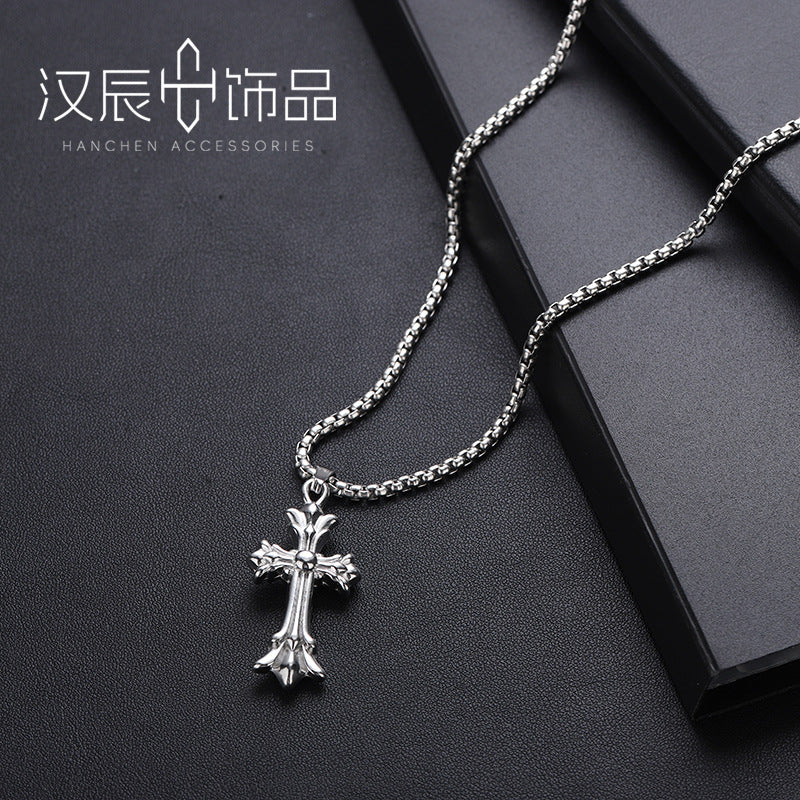 Men's Titanium Minimalist Cross Pendant Necklace