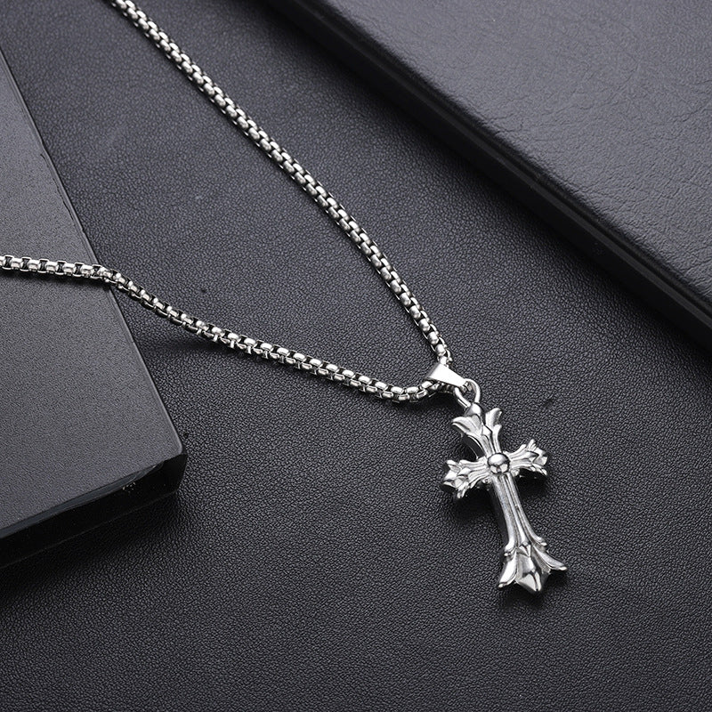 Men's Titanium Minimalist Cross Pendant Necklace