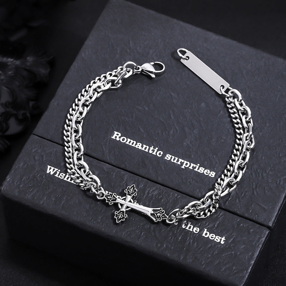 Unisex Titanium Retro Cross Minimalist Bracelet