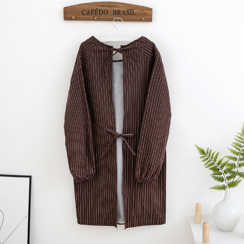 Pure Cotton Long Sleeve Kitchen Apron Full Body Anti-Fouling