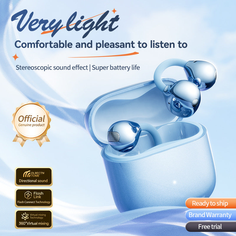 M169 C-Shaped Clip-On Bluetooth Earphones with AI Voice & Low