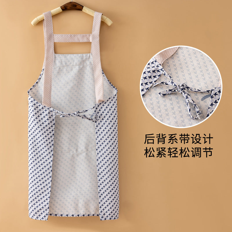 Korean Style Plaid Suspender Apron Polyester Kitchen Cooking
