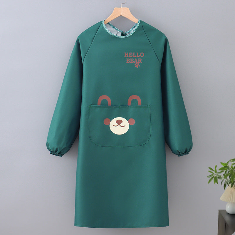 Cartoon Waterproof Long Sleeve Kitchen Apron Cute Bear