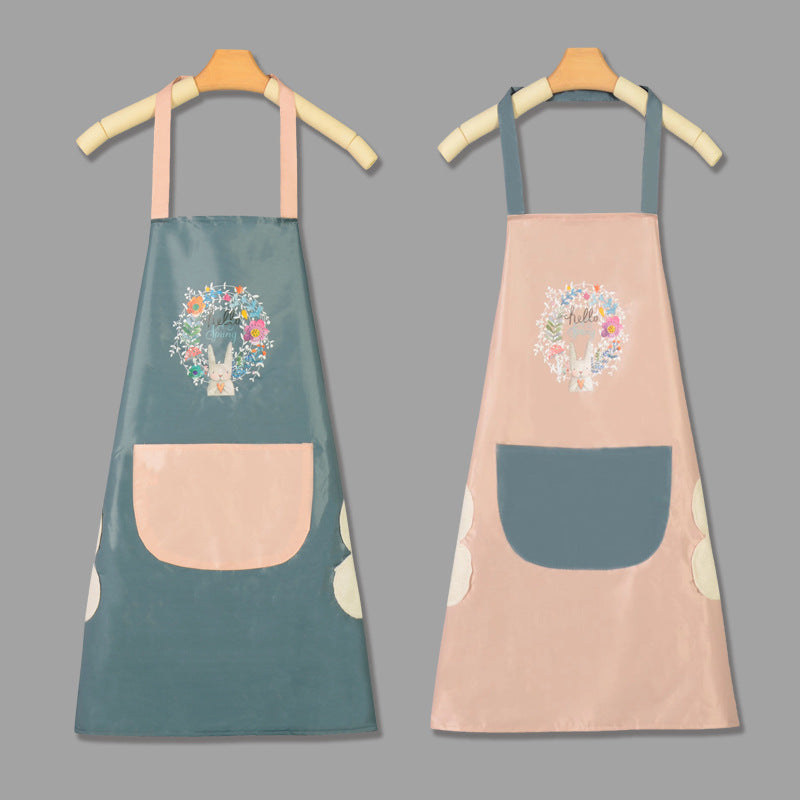 Pink Waterproof PVC Kitchen Apron Anti-Oil Sleeveless Household Workwear