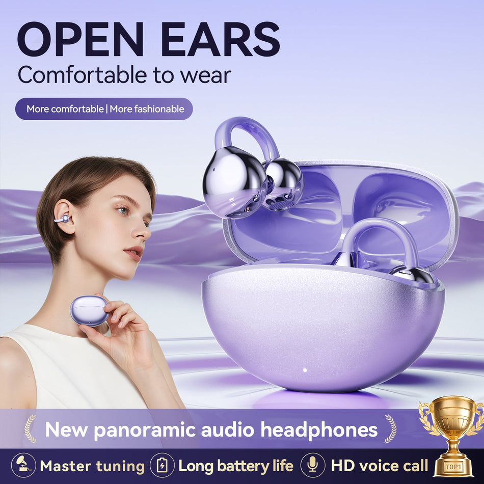 GL8 Clip-On Open-Ear Bluetooth Headphones with Digital Display