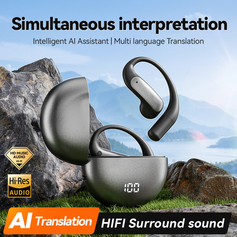 AI Translation Ear-Hanging Bluetooth Headset with Long Battery
