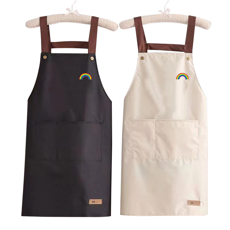 Black Waterproof PVC Kitchen Apron Custom Printed Oil-Proof Waist Apron