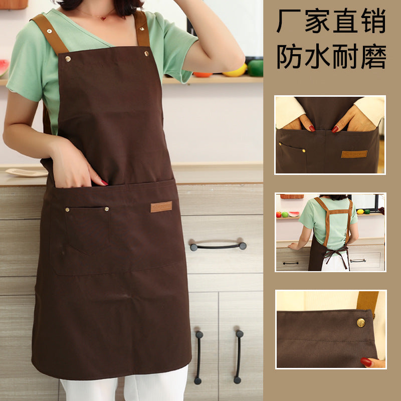 Waterproof Kitchen Apron Solid Color Anti-Fouling Work Apron