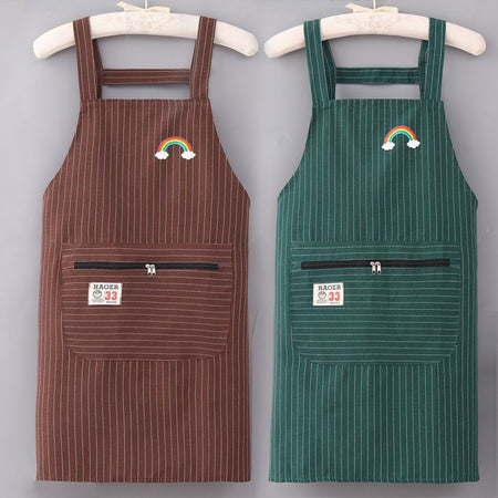 Red Cotton Linen Kitchen Apron Breathable Anti-Dirt Catering Workwear