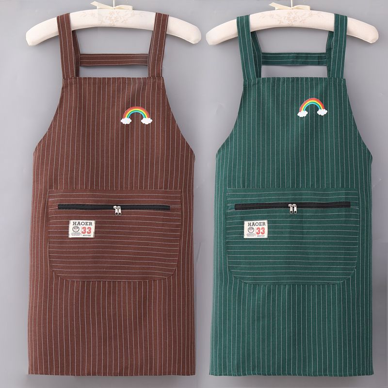Red Cotton Linen Kitchen Apron Breathable Anti-Dirt Catering Workwear