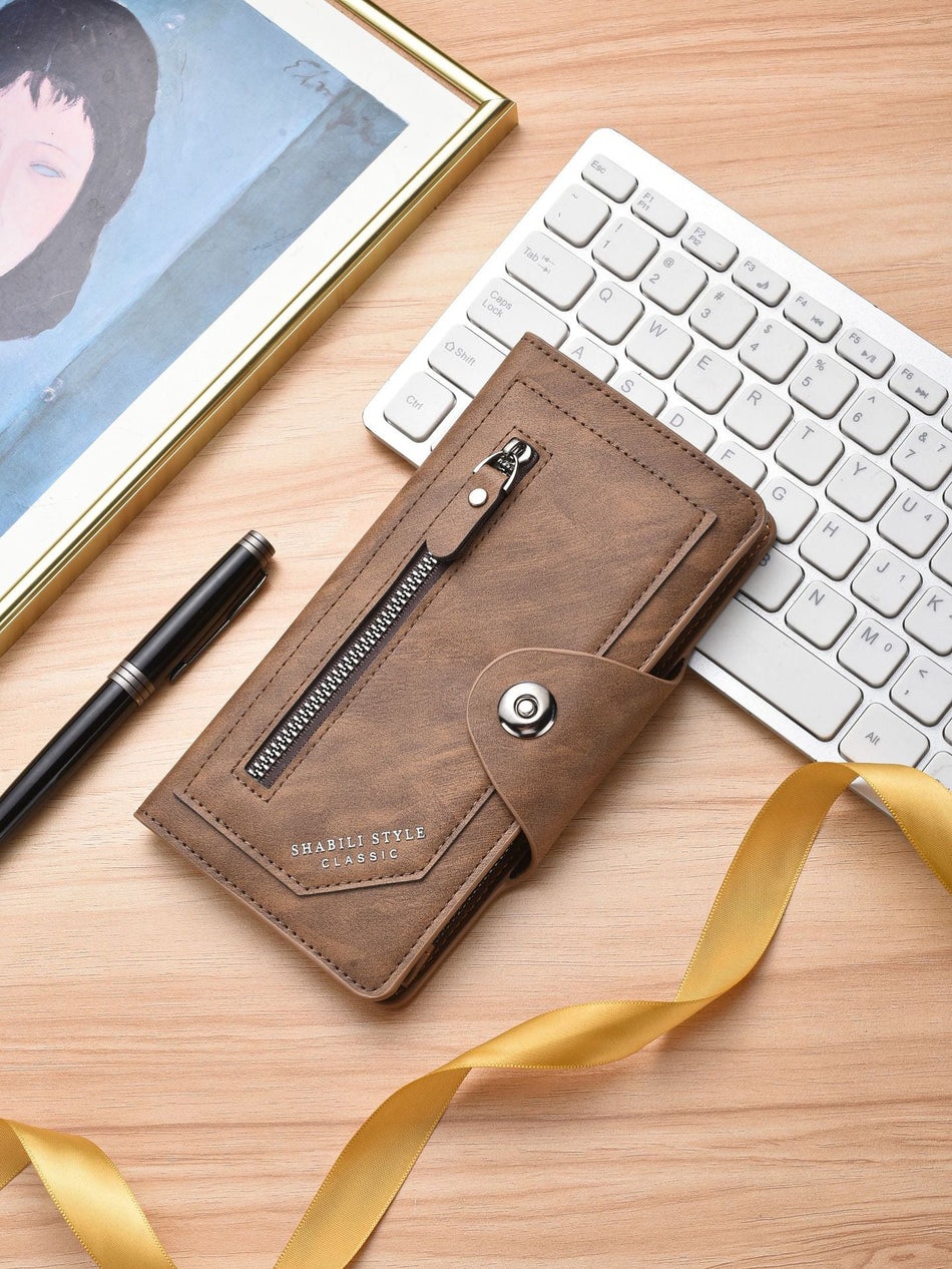 Men's Ultra-Thin Retro Leather Long Zipper Wallet & Clutch Bag