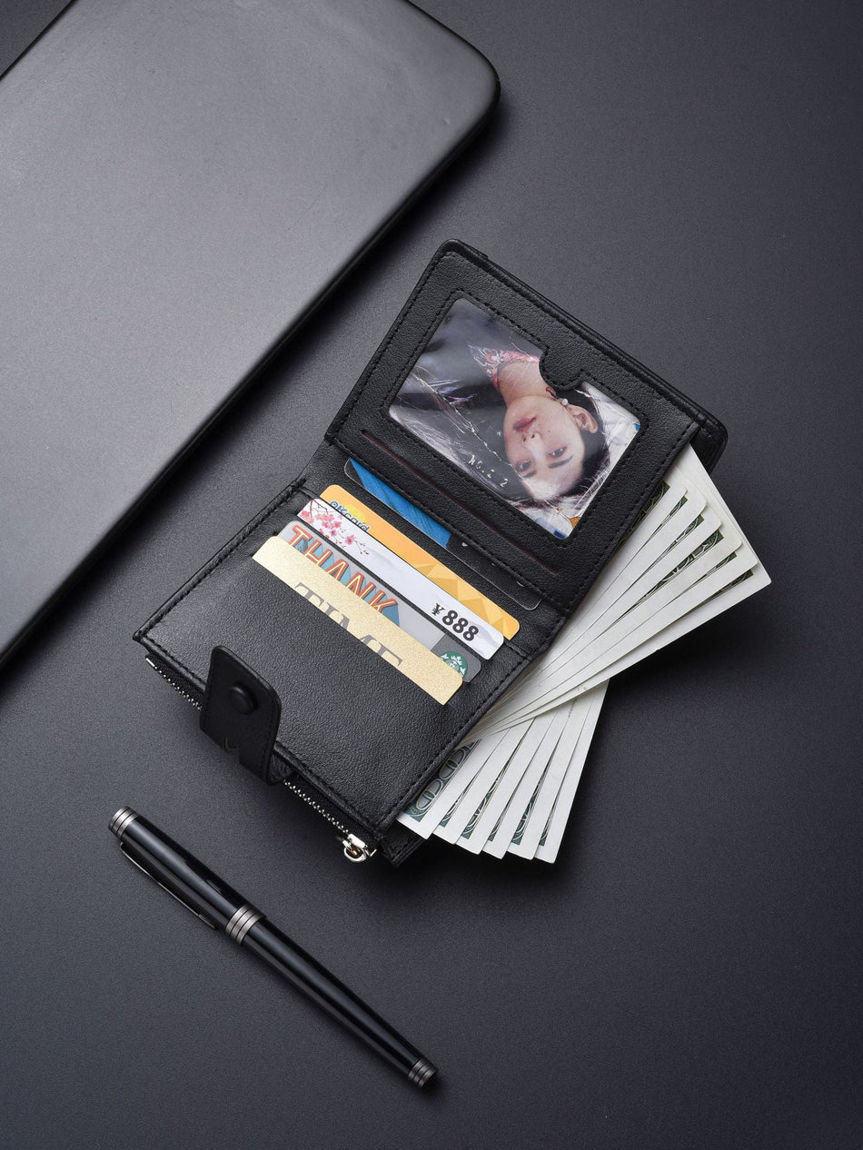 Men's Large-Capacity Short Zipper Wallet & Multi-Card Holder