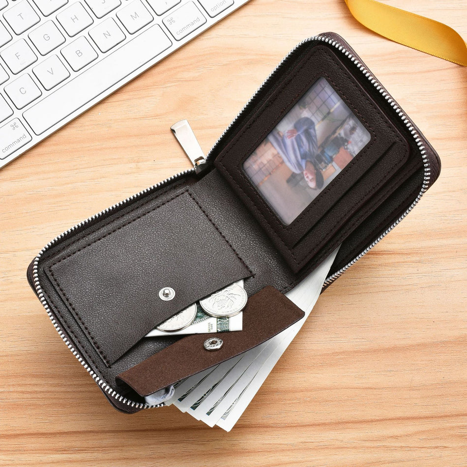 Men's Retro Horizontal Short Zipper Wallet