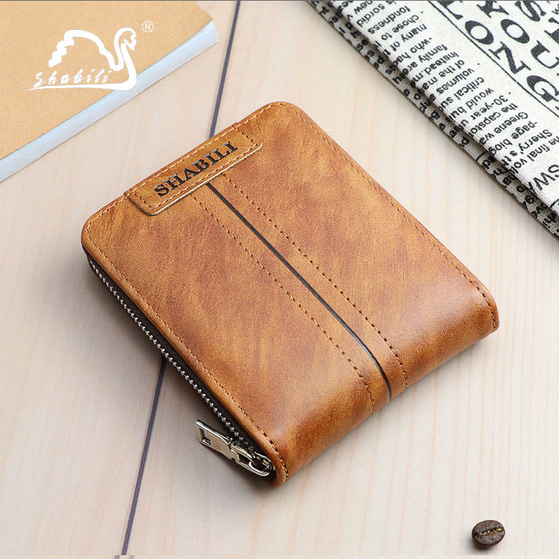 Men's Korean Style Classic Horizontal Short Zipper Wallet