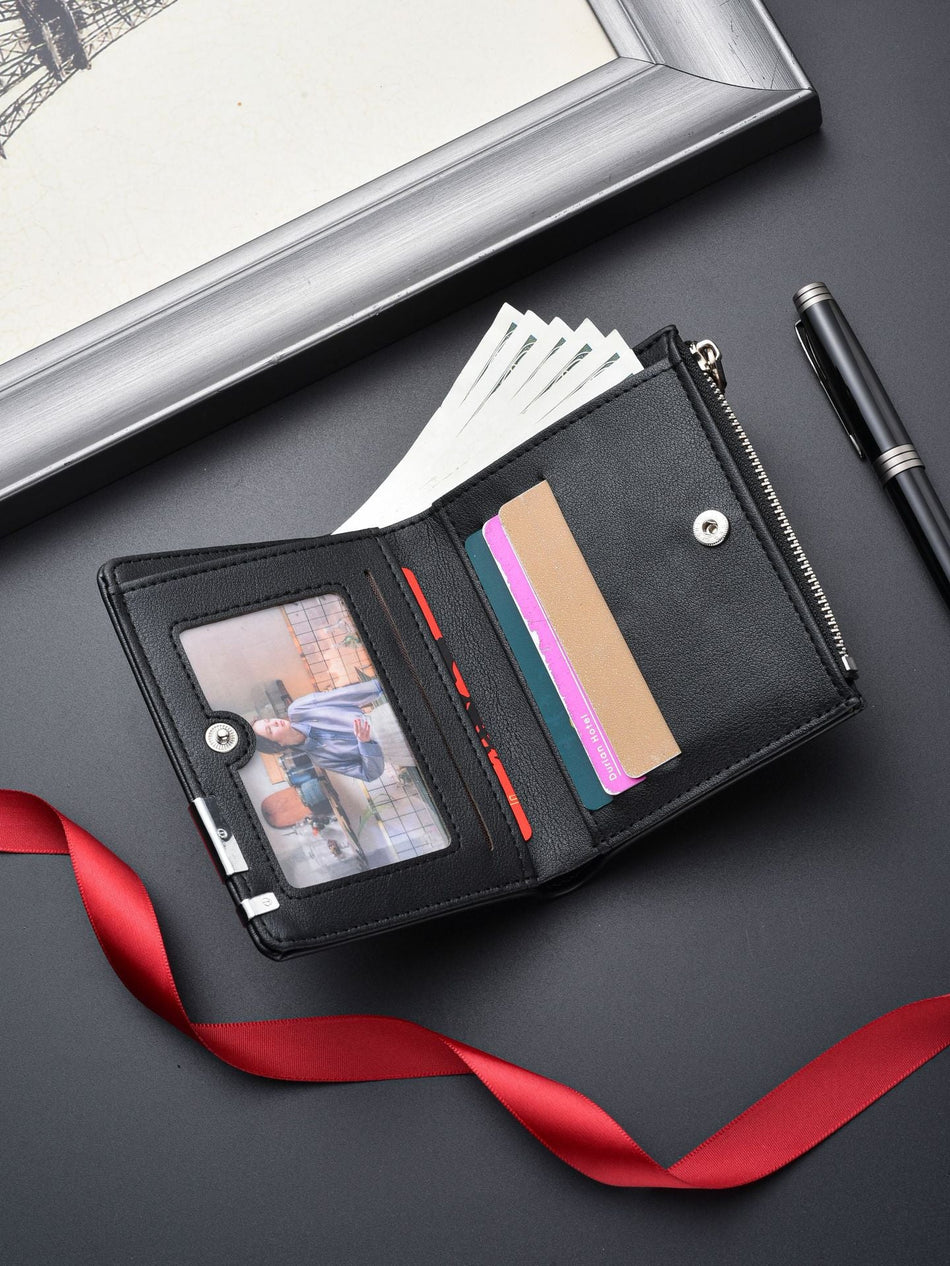 Men's Retro Short Zipper Wallet & Large-Capacity Card Holder