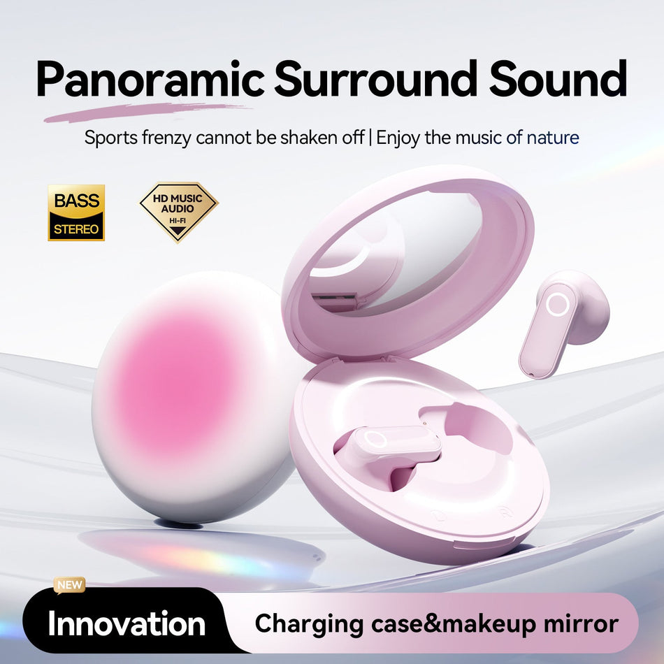 M162 Semi-In-Ear Bluetooth Earphones with Makeup Mirror Design
