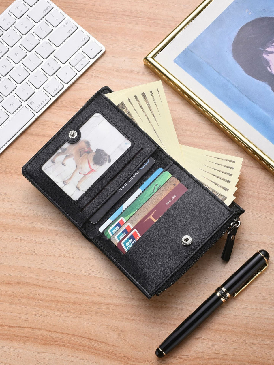 Men's Trendy Retro Short Zipper Wallet & Multi-Card ID Holder